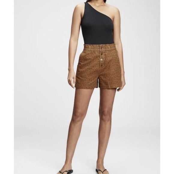 GAP Women’s Button Fly Leopard Print High Rise Linen Blend Shorts Size 0 NWT​​ - Picture 10 of 12